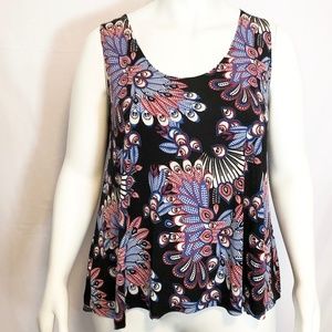 LBisse Peacock Print Slinky Knit Stretchy Tank Top